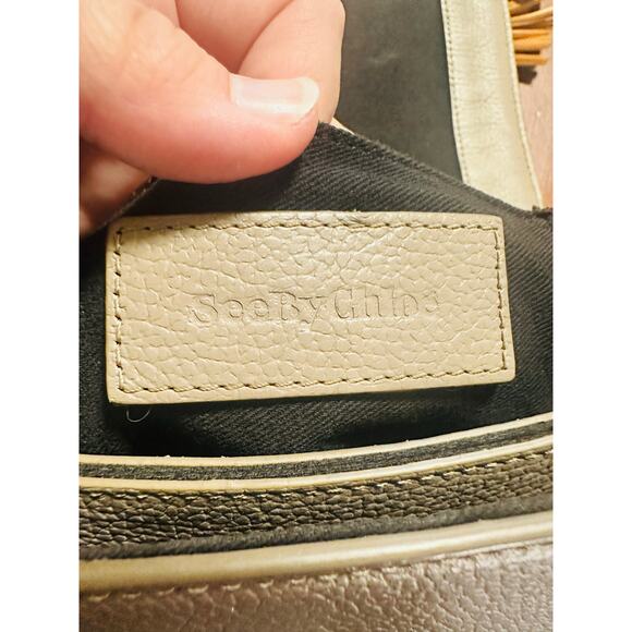 SEEBY CHLOÉ Neutral Tan Gold-Tone Hardware Tassel Leather Crossbody Purse - Picture 10 of 12